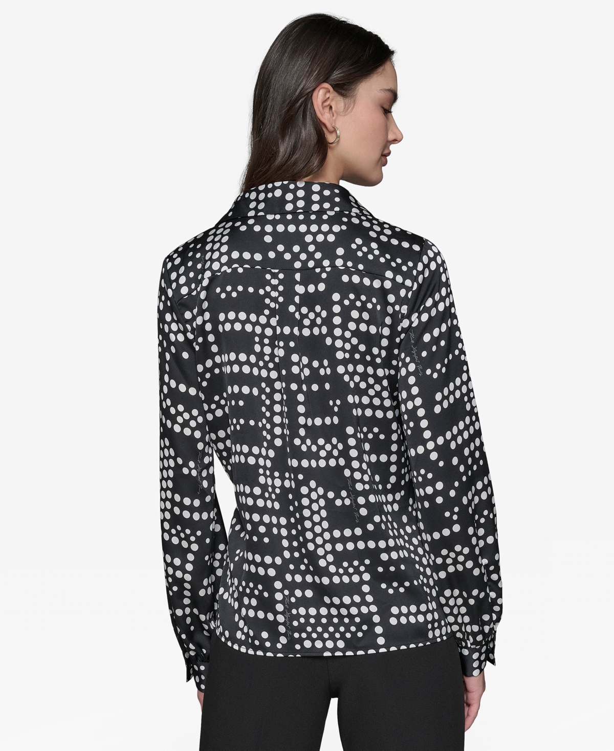 Shop Karl Lagerfeld Women's Ruffled Dot-print Blouse In Black,soft White Multi