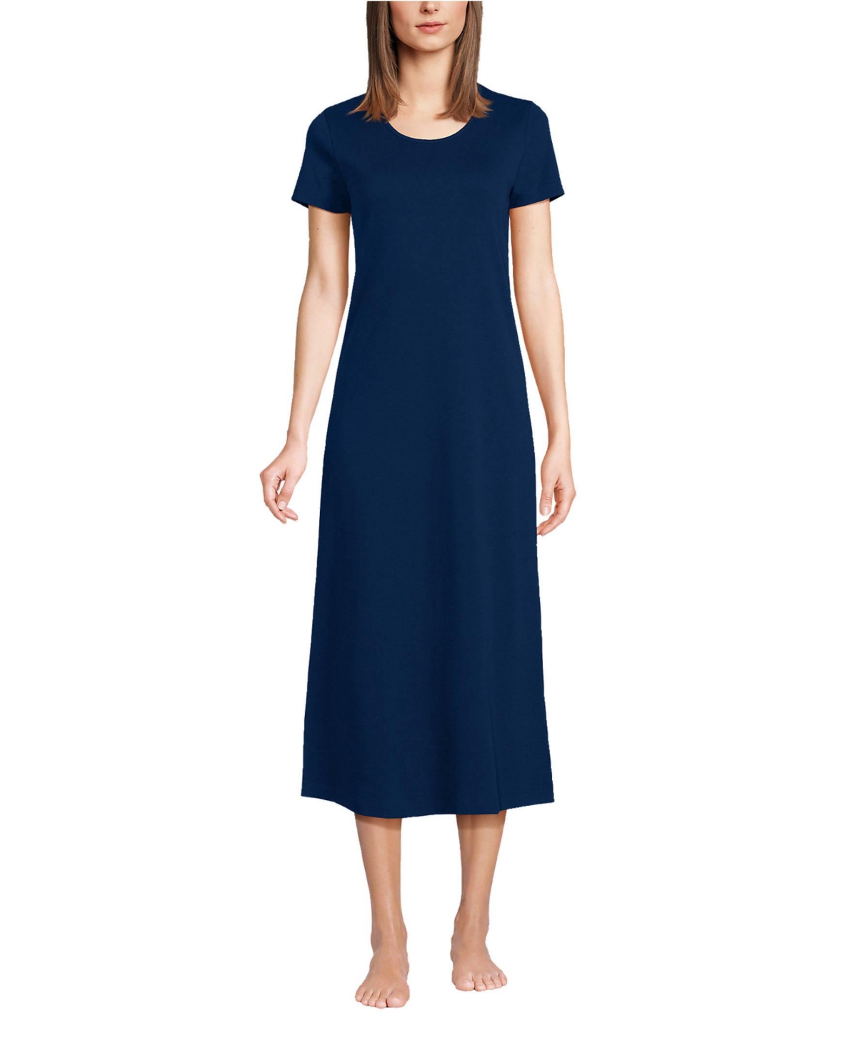 Lands' End Women's Cotton Short Sleeve Midcalf Nightgown