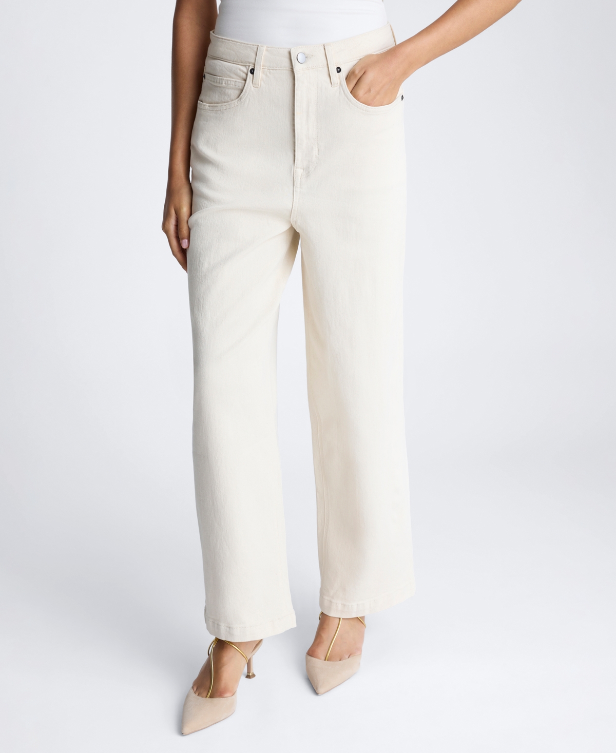 Women's High-Rise Barrel-Leg Denim Jeans - Ecru Wash