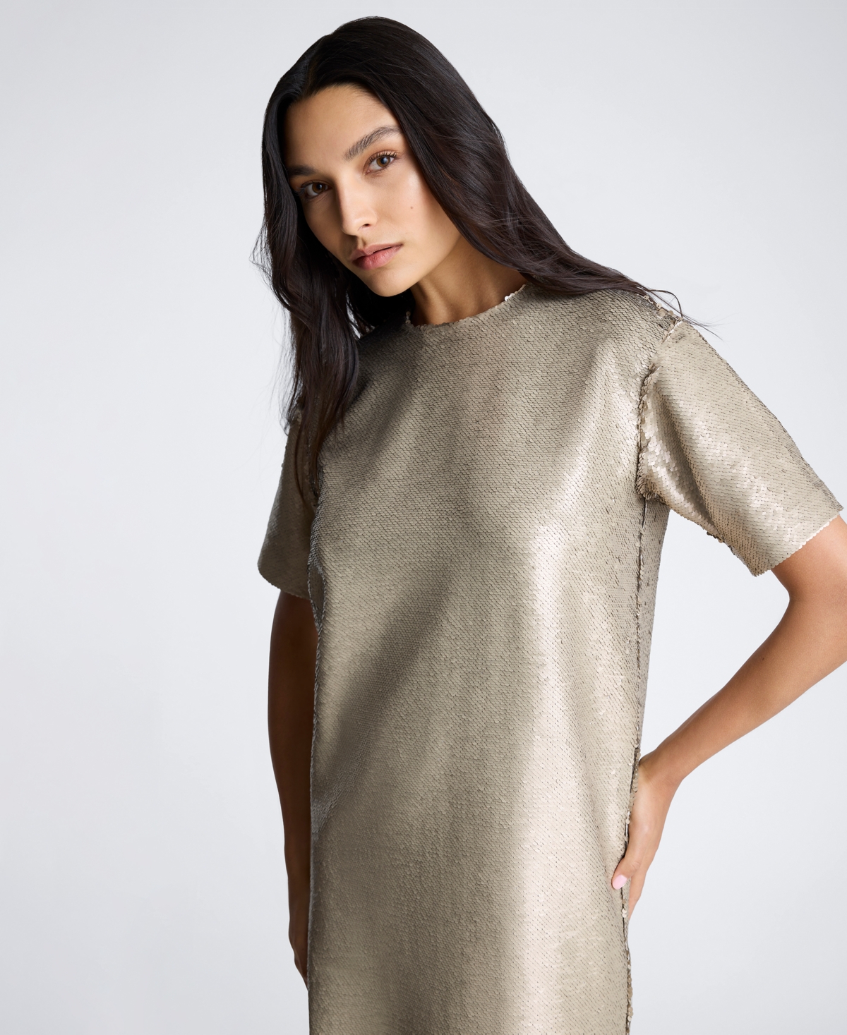 Kenneth Cole Women's Sequin Short-Sleeve T-Shirt Shift Dress