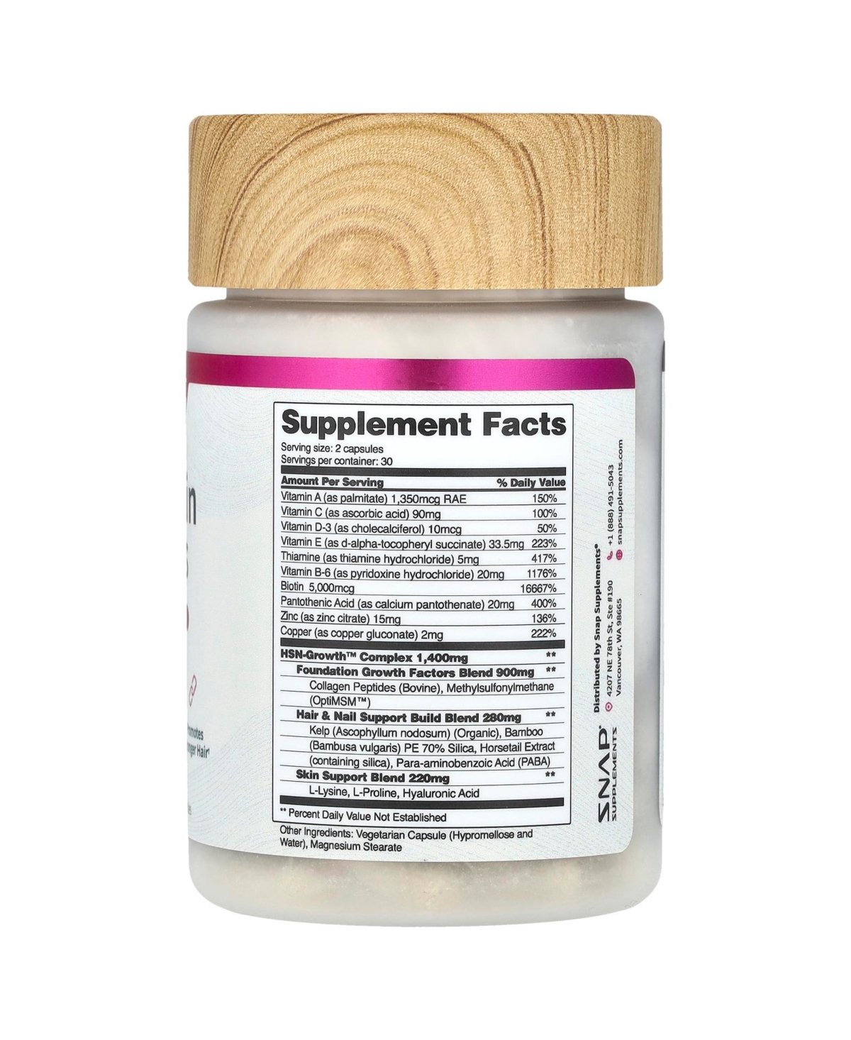 Snap Supplements Hair Skin & Nails - Capsules