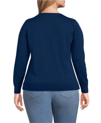 Plus Size Fine Gauge Cotton Cardigan Sweater