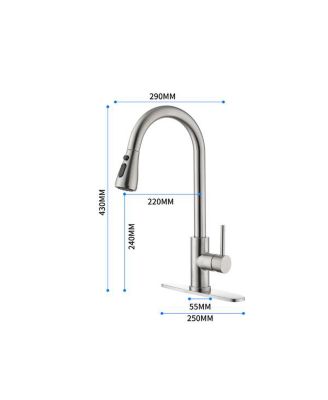 Single Handle Kitchen Sink Faucet – High Arc Design with Pull-Down Sprayer in Brushed Stainless Steel Finish