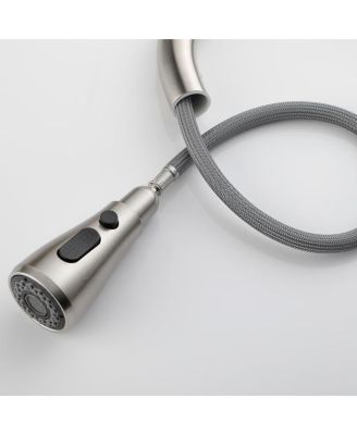 Single Handle Kitchen Sink Faucet – High Arc Design with Pull-Down Sprayer in Brushed Stainless Steel Finish