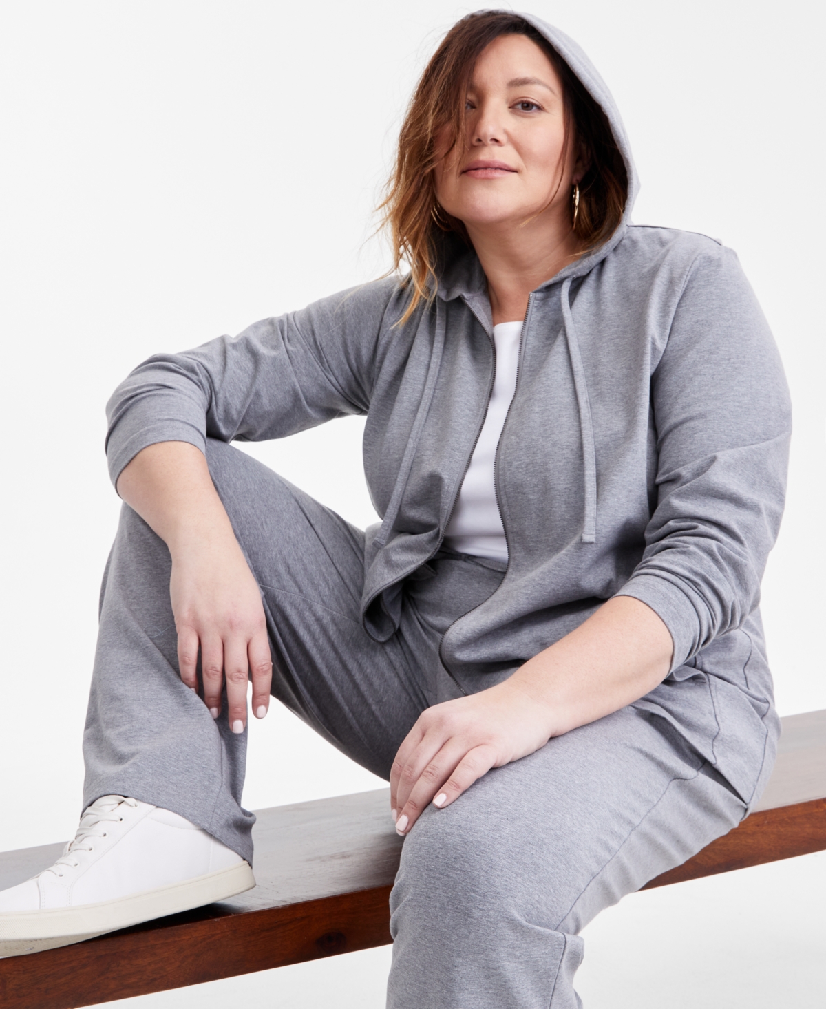 Style & Co Plus Size Zip-up Hooded Sweatshirt, Exclusively At Macy's