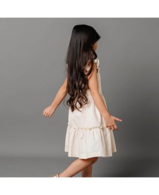 Toddler Girls Flutter Sleeve Tiered Sateen Party Dress