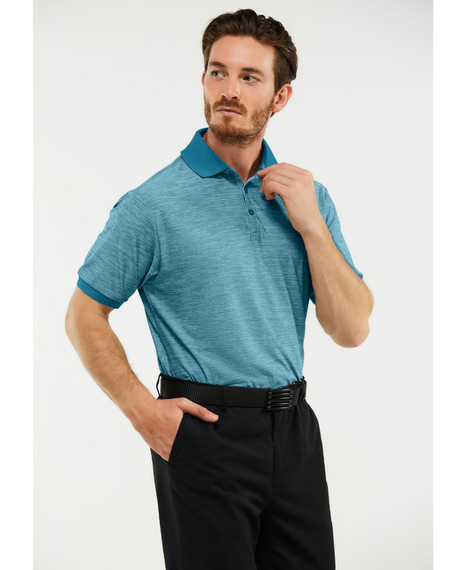 Men's Lightweight Performance Stretch Golf Polo Shirt, Breathable Fit