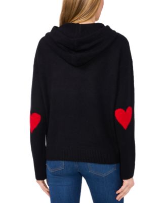 Women's Valentine's Crewneck Elbow Hearts Long-Sleeve Hoodie Sweater