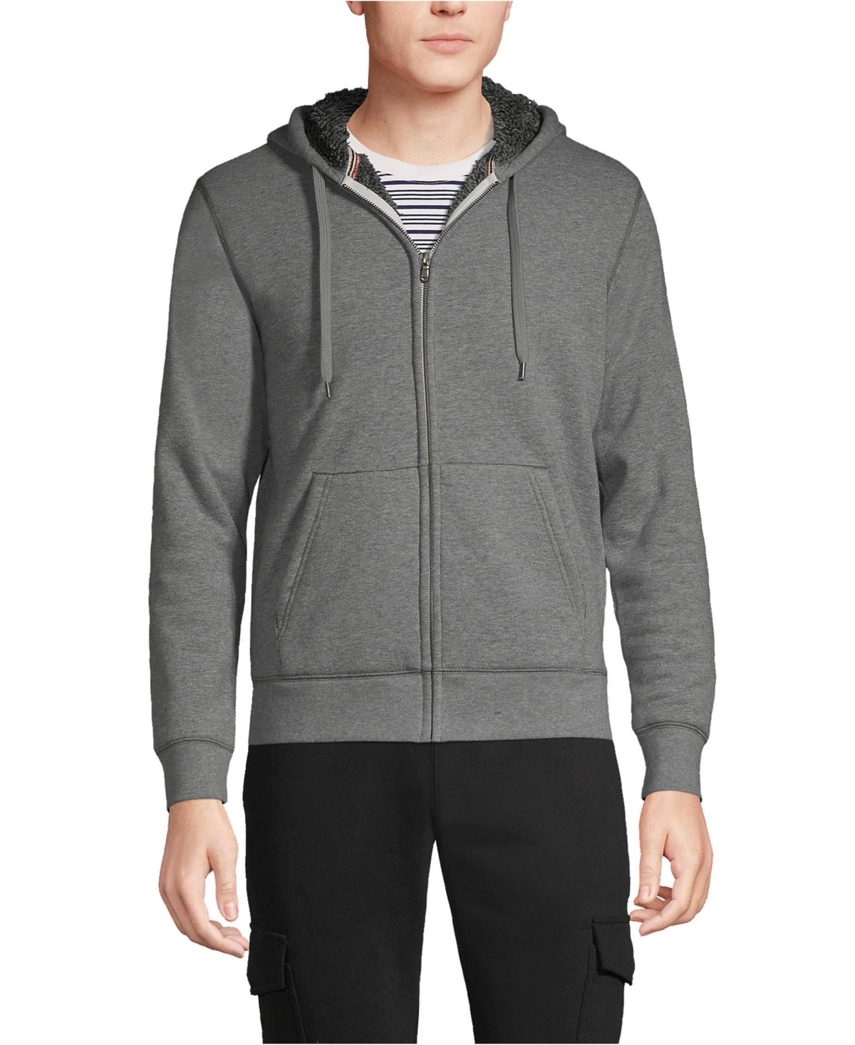 Men's Serious Sweats Full Zip High Pile Fleece Hoodie - Pewter heather