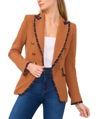 CeCe - Women's Contrast-Trim Double Breasted Blazer