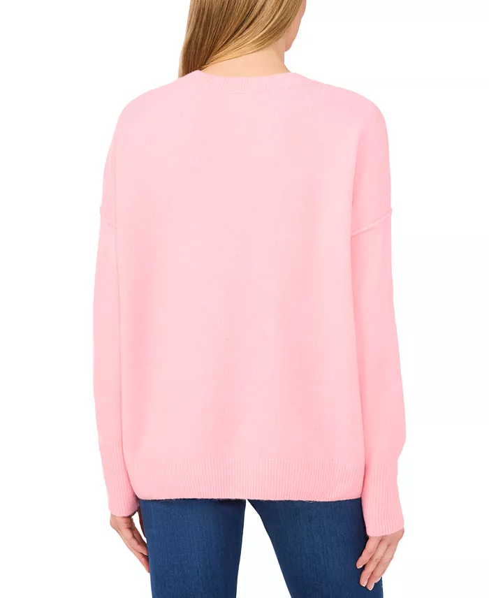 Women's Valentine's Crewneck Beaded Love Script Long-Sleeve Sweater - thumbnail 2