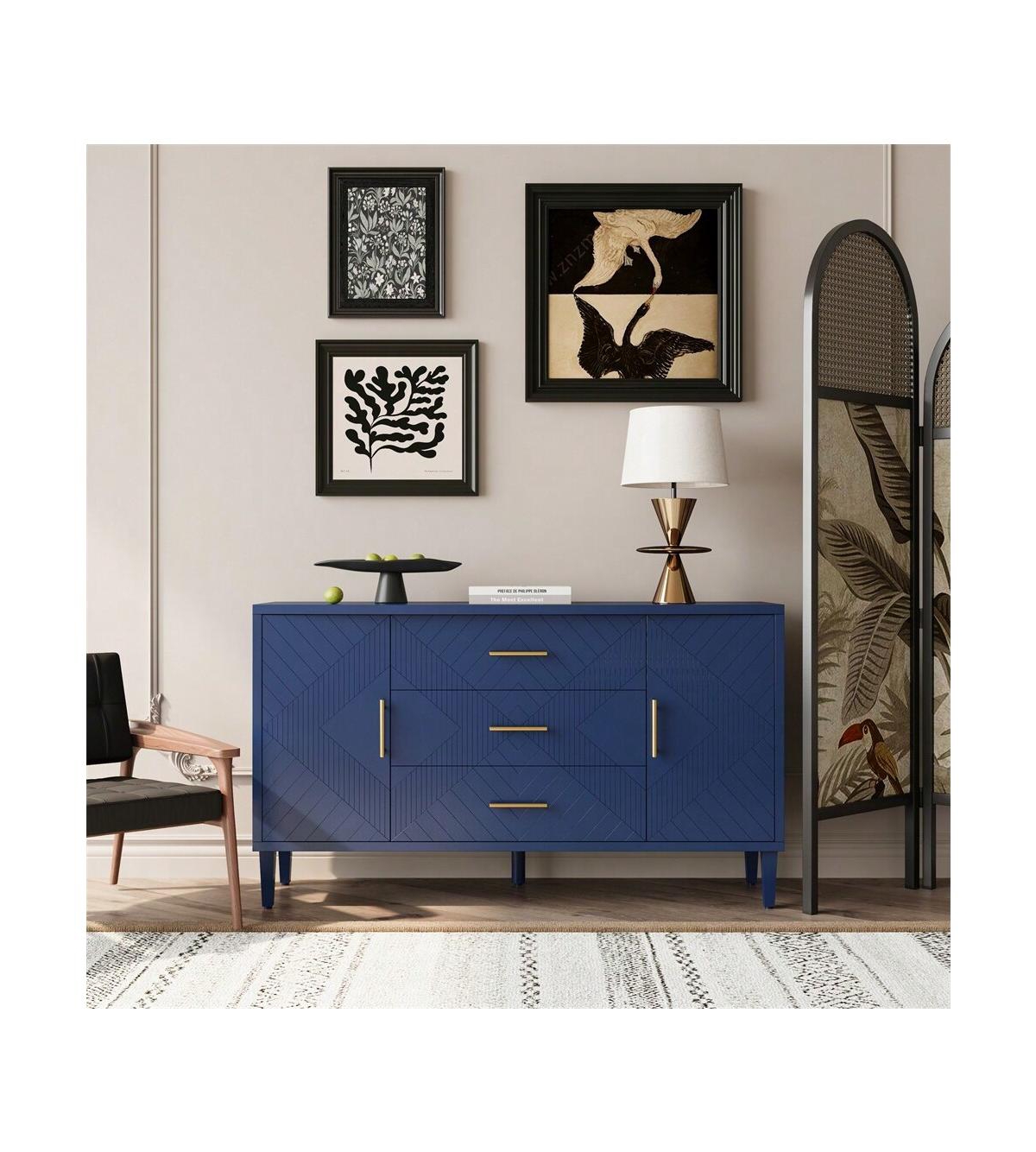 gaomon Wood Dressers & Chests Of Drawers, Drawer Dresser For Bedroom, Storage Dresser With Carved Effect, Vanity Desk Chest Of Drawers, Mid-Century Wo