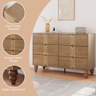 1 PC Wooden Modern 6 Drawer Dresser