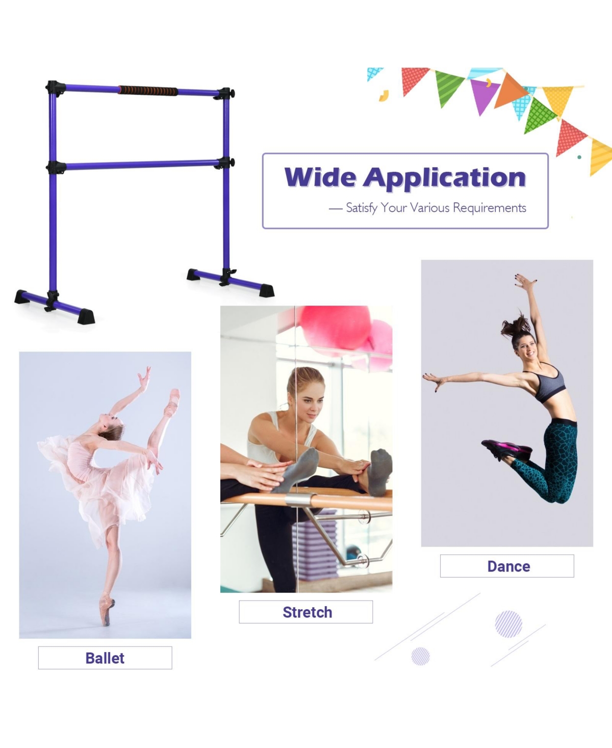 Hongge 4 Feet Portable Ballet Barre with Adjustable Height