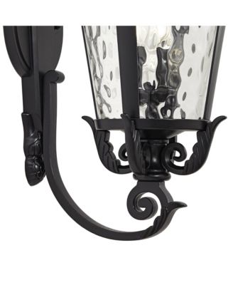 Marseille Vintage-like Large Outdoor Wall Light Fixture Textured Black Scroll 36" Clear Hammered Glass for Exterior House Porch Patio Outside Deck Garage Yard Front Door Garden Home