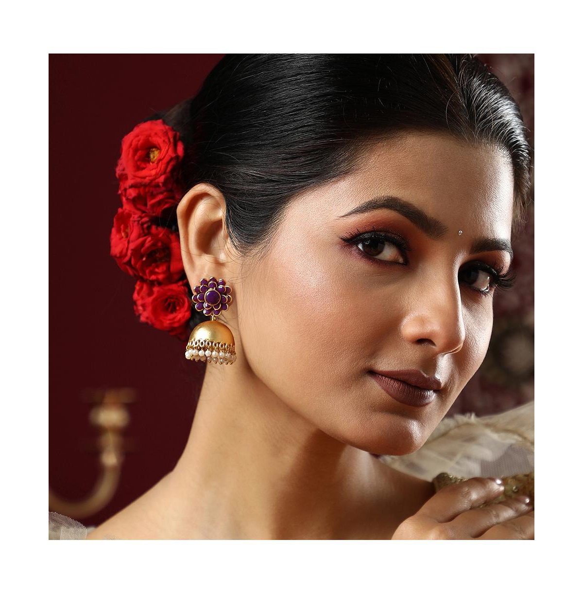Sohi Women's The Zaria Drop Earrings In Purple