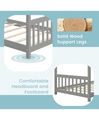 Twin Size Wooden House Bed with Roof