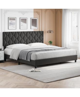 King Bed Frame, King Size Upholstered Bed Frame, King Size Heavy-Duty Platform Bed Frame