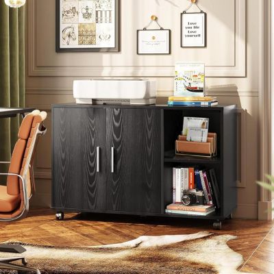 Office Storage Cabinet with Doors and Shelves, Lateral Printer Cabinet for Office Supplies and File Storage, Filing Cabinet for Home Office