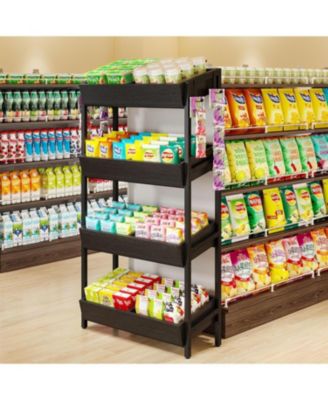 Wood Fruit and Vegetable Basket Stand Rack for Kitchen, Store, Supremarket, Black Friday Deals