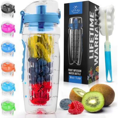 34oz Leakproof Fruit Infuser Water Bottle with Full Length Infusion Rod