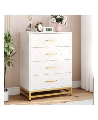 1 Pc Wood Dresser 4 Drawers Metal Handles Sturdy Frame Modern Bedroom Furniture Chest of Drawers