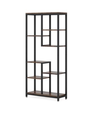 Industrial 8-Shelf Open Bookcase Storage Display Book Shelves Set of 2, 6-Tier Tall Bookshelf Bookcase