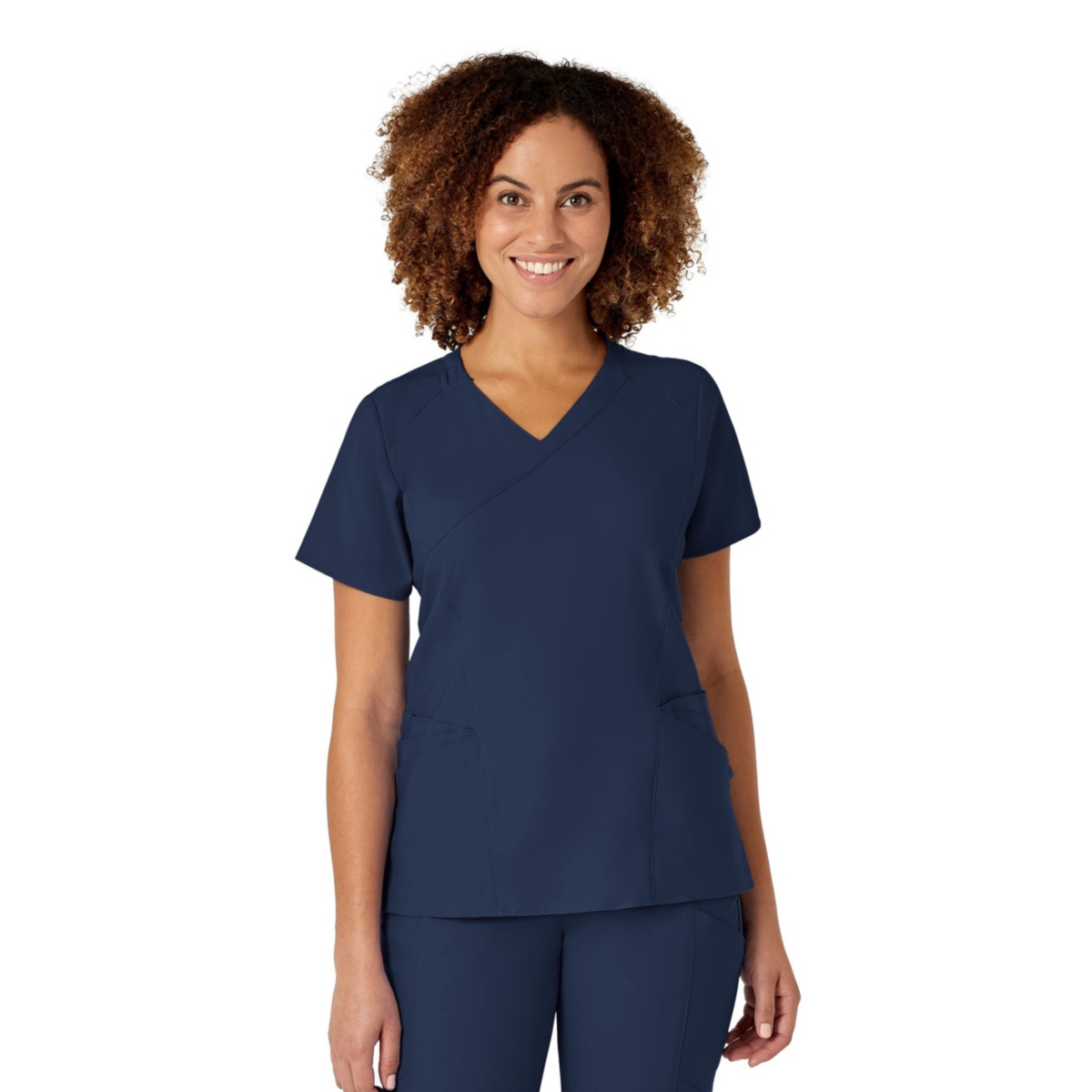 Plus Size W123 Mock Wrap Scrub Top - Galaxy blue
