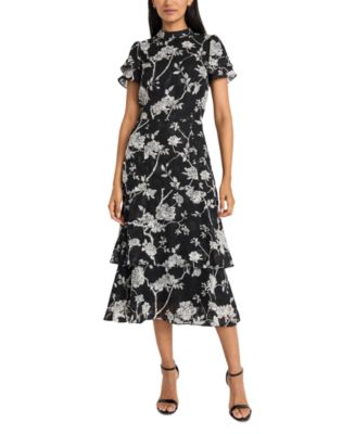 blue dress for baby girl Darya Mock Neck Printed Maxi Dress