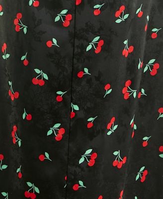 Crystal Doll Juniors' Cherry Print Puff-Sleeve Midi Dress - Macy's