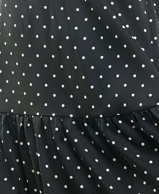 Juniors' Dot Print Puff-Sleeve A-Line Dress