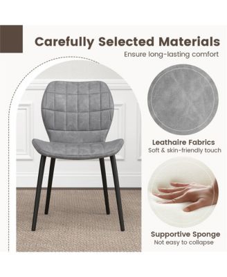 Dining Chairs Set of 4 w/ Padded Back Metal Legs & 2 Adjustable Foot Pads