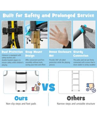 8 x 14 FT Rectangular Recreational Trampoline W/ Safety Enclosure Net Ladder Outdoor