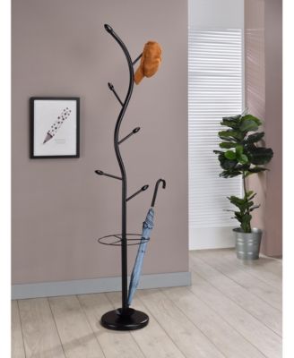 Kubin Metal 6-Hook Coat & Hat Rack with Umbrella Stand