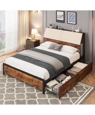 gaomon Full Size Bed Frame with Ergonomic Headboard and Charging ...