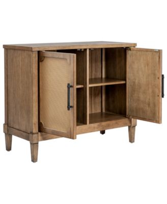 36.5" Wood Salina Wide Woven Cane Accent Cabinet