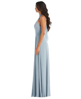 Plus Size High Neck Halter Backless Maxi Dress