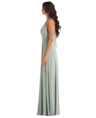 Plus Size High Neck Halter Backless Maxi Dress