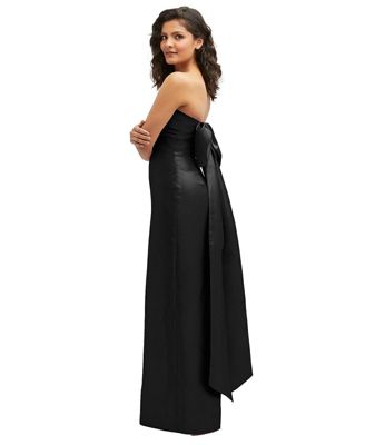 Women's Strapless Draped Bodice Column Dress with Oversized Bow