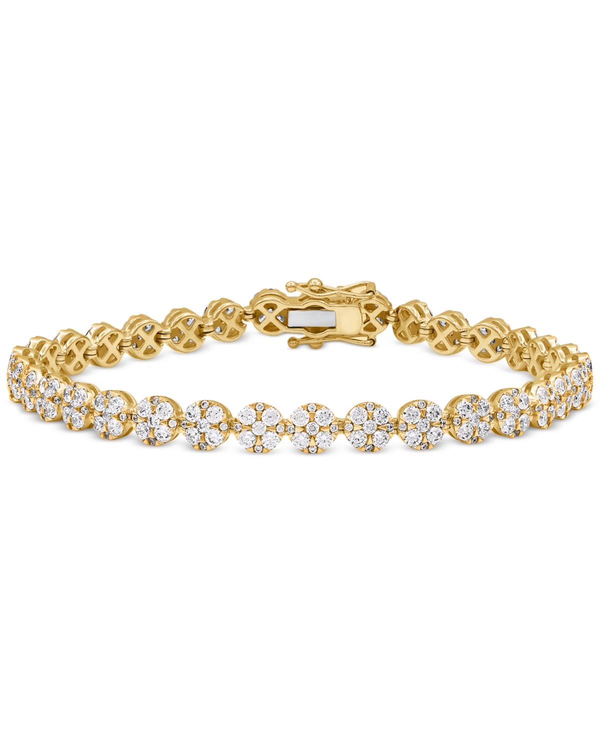 Diamond Round Cluster Tennis Bracelet (5 ct. t.w.) in 14k Gold - Yellow Gold