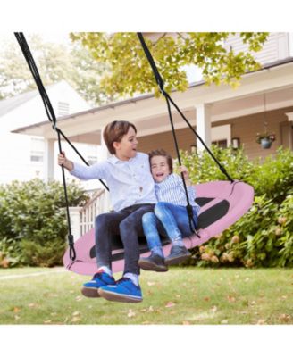 40 Inches Saucer Tree Swing Round with Adjustable Ropes and Carabiners