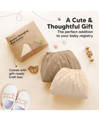 2pk Soothe Changing Pad Covers for Girl, Boy, Soft Cotton Contoured Diaper Changing Table Pad Covers