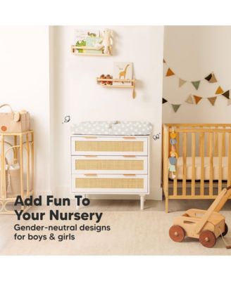 2pk Soothe Changing Pad Covers for Girl, Boy, Soft Cotton Contoured Diaper Changing Table Pad Covers