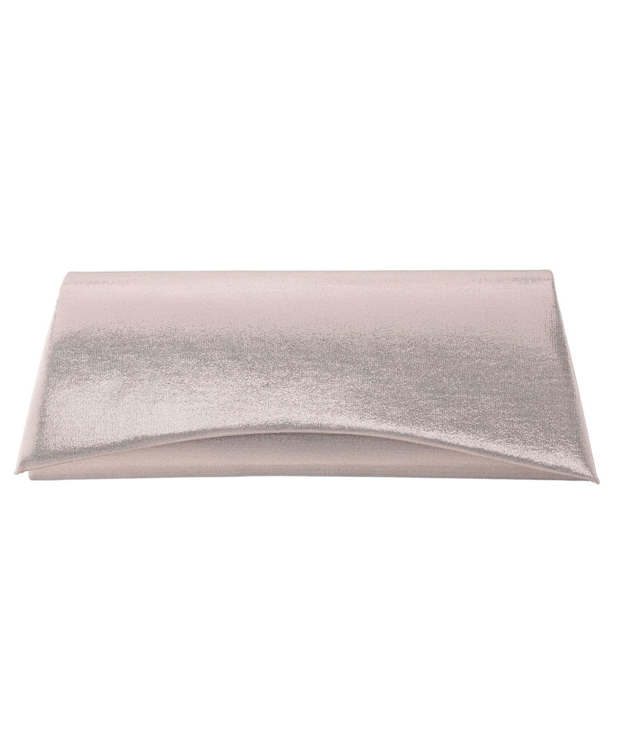 Shop Nina Curved Flap Slim Magnetic Clutch In Platino