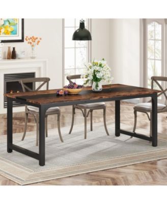Rectangular Dinner Table with Heavy Duty Metal Legs,Industrial Kitchen Table for 6-8 Person