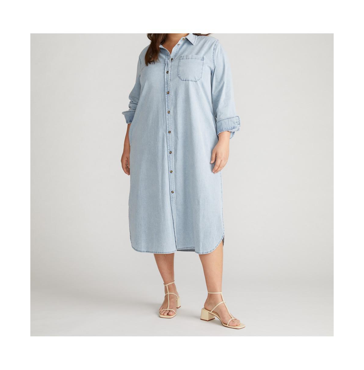 Universal Standard Odeon Long Sleeve Chambray Shirtdress In Heritage Blue