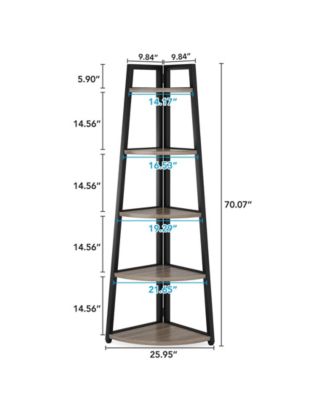 5 Tier Industrial Corner Bookshelf Bookcase,70 inch Tall Corner Shelf,Industrial Corner Ladder Shelf Plant Stand