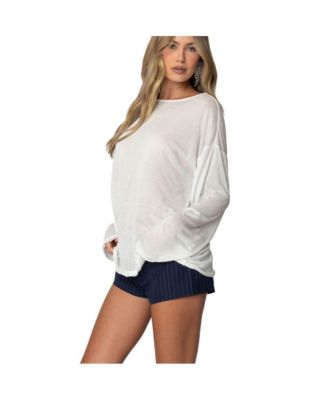 Womens Oversized Semi Sheer Long Sleeve T Shirt