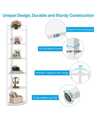 70.9 Inch Tall Corner Bookshelf Small Bookcase Rustic Corner Shelving Unit Storage Rack,6 Tier Corner Shelf