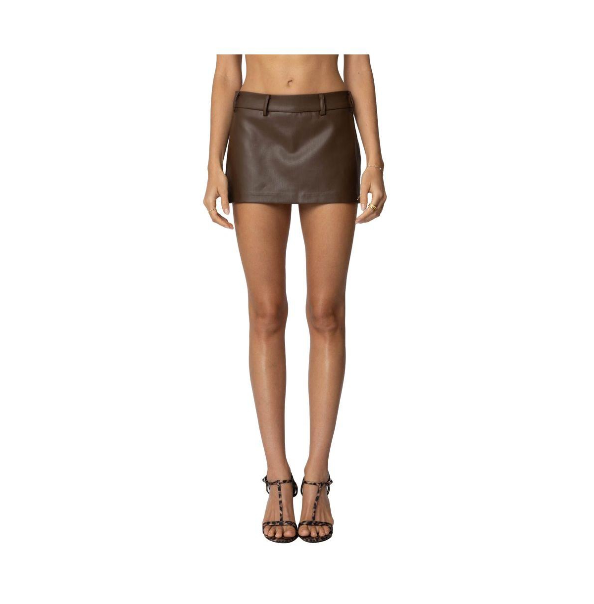 Edikted Women's Crawford Faux Leather Micro Skort